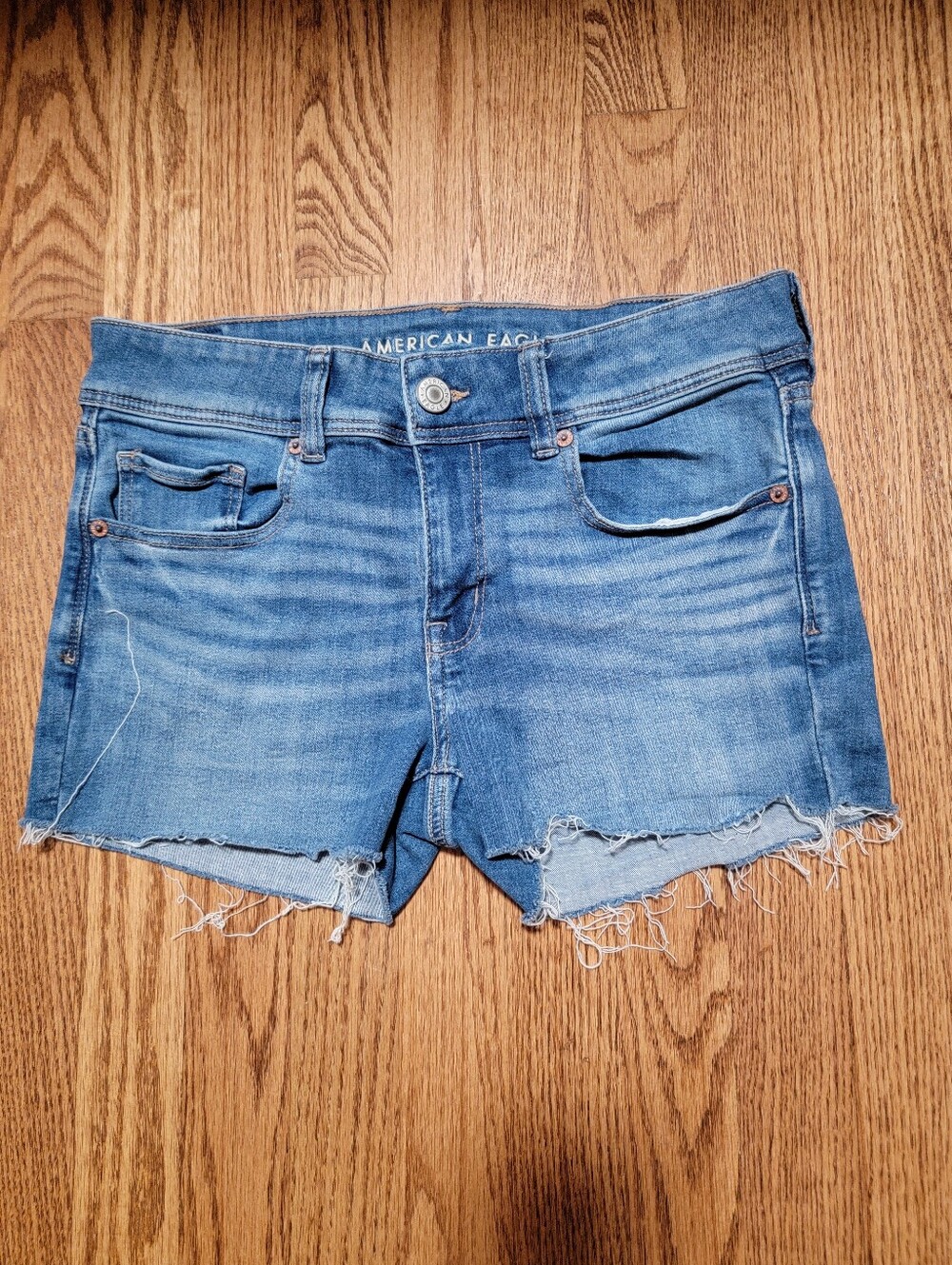 American Eagle Outfitters Medium Blue Distressed Denim Cutoff Shorts
